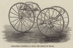 Velocipede presenteras för HKH Prinsen av Wales (gravyr) av English School