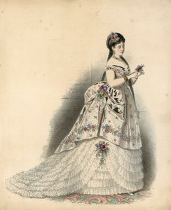 Viktoriansk modetallrik (färgad gravyr) av English School
