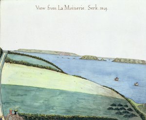 Utsikt från la Moinerie, Serk, 1849 (wc på papper) av English School