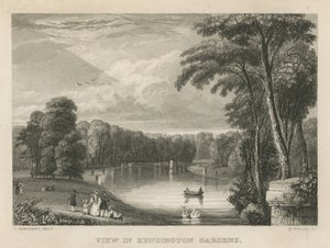 Utsikt i Kensington Gardens, London av English School