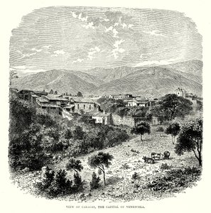 Vy över Caracas, Venezuelas huvudstad (gravyr) av English School