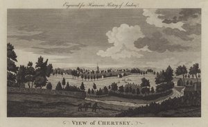 Utsikt över Chertsey, Surrey (gravyr) av English School