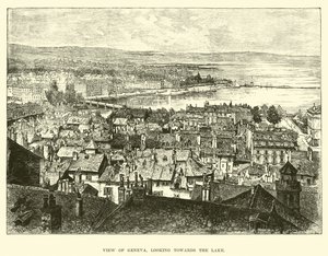 Utsikt över Genève, med utsikt mot sjön av English School