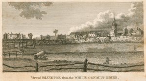 Utsikt över Islington från White Conduit House, Pentonville, London av English School