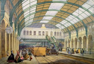 Vy över tunnelbanestationen Kings Cross, ca 1865 av English School