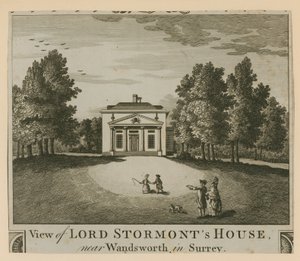 Utsikt över Lord Stormonts House nära Wandsworth i Surrey av English School