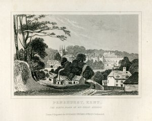 Utsikt över Penshurst, Kent, ca 1840 av English School