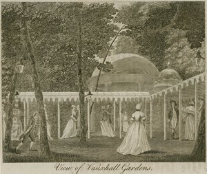 Utsikt över Vauxhall Gardens, London av English School