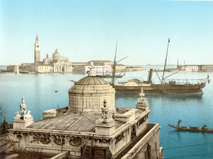 Utsikt över Venedig (handfärgat foto) av English School
