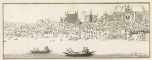 Utsikt över Westminster Palace, London, den 27 mars 1652 av English School