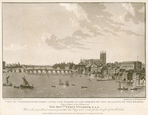 Vy över Westminster, under tiden då bron byggdes av English School