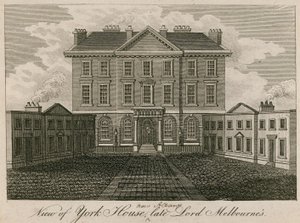 Utsikt över York House (senare Albany), den sena Lord Melbournes hus av English School