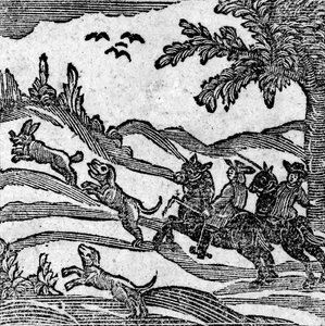Utsikt över en jaktscen, från "A Book of Roxburghe Ballads" av English School