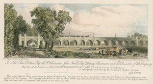 Vy över en del av London och Greenwich Viaduct, där den korsar Corbetts Lane, London av English School