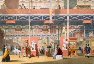 Utsikt över Italien-delen av den stora utställningen 1851, från Dickinsons Comprehensive Pictures av English School