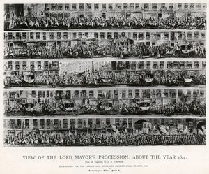Utsikt över Lord Mayors Procession, omkring år 1824 av English School