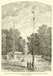 Vy över det meteorologiska observatoriet i Saint-Marie-du-Mont, Manche, Frankrike av English School