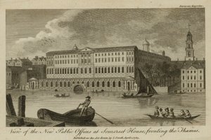 Utsikt över de nya offentliga kontoren vid Somerset House, vid Themsen av English School