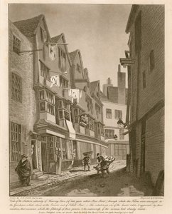 Utsikt över södra ytterkanten av Thieving Lane (på senare år kallad Bow Street) av English School