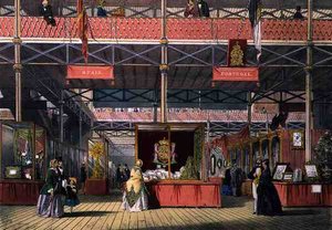 Utsikt över Spanien och Portugals delar av den stora utställningen 1851, från Dickinson