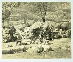 Utsikt över Mars tempel, från A History of Disoveries at Helicarnassus, Cnidus, & Branchidae, av Charles Thomas Newton (1816-94) publicerad 1862 av English School