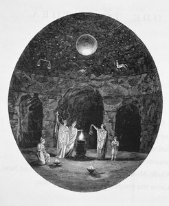 Utsikt över de gamla mystiska riterna som firas i Mithraic-grottan av English School