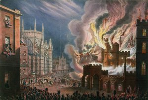 Utsikt över förstörelsen av båda parlamentets kammare, 16 oktober 1834 av English School
