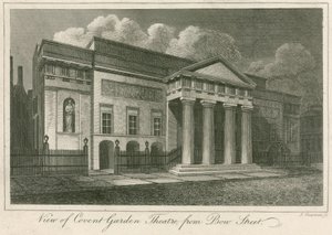 Utsikt över Covent Garden Theatre, London, från Bow Street av English School