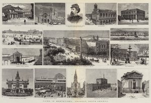 Utsikter i Montevideo, Uruguay, Sydamerika (gravyr) av English School