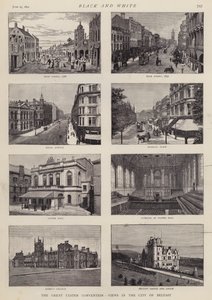 Utsikt över Belfast, Ulster, Irland (litho) av English School