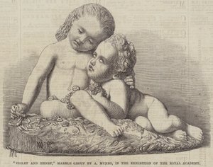 "Violet och Henry," Marble Group av A Munro, i utställningen av Royal Academy (gravyr) av English School