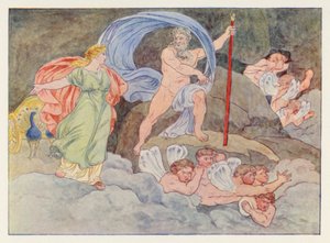 Virgils Aeneid: Juno och Aeolus (färg litho) av English School