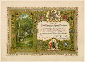 Besök av drottning Victoria i Epping Forest, 1882 av English School