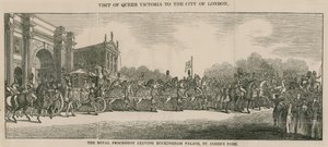 Besök av drottning Victoria i City of London och lämnar Buckingham Palace av English School
