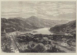 Sjömansprinsarnas besök på Ceylon, utsikt över Kandy (gravyr) av English School