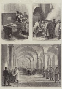 Besök på Greenwich Hospital (gravyr) av English School