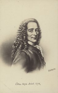 Voltaire (1694-1778), fransk författare, filosof och pjäsförfattare (litografi) av English School