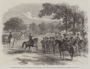 Volontärgranskning och fest i Shrubland Hall, nära Ipswich, säte för Sir George Broke-Middleton (gravyr) av English School