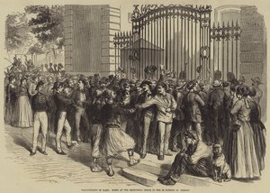 Volontärarbete i Paris, scen på rekryteringskontoret i St Dominic, St German (gravyr) av English School