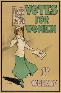 Votes for Women, från The Suffragette, pub.1912 (färglitografi) av English School