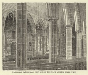 Wakefield Cathedral, utsikt över Nave med sydvästlig utsikt av English School