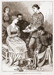 Waldensiska missionärer i skepnad av Pedlars, illustration från The History of Protestantism av James Aitken Wylie (1808-1890), pub. 1878 av English School