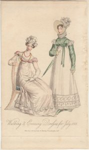 Vandrings- och aftonklänningar för juli 1818, 1818 av English School