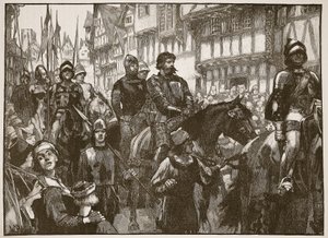 Wallace på väg till Westminster Hall, illustration från Cassells Illustrated History of England (sepiafoto) av English School