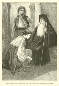 Wallachian popa, präst i den grekiska kyrkan och bondekvinnor av English School
