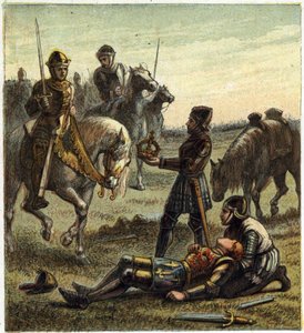 War of the Two Roses: död av kung Richard III (1452-1485) under slaget vid Bosworth Field, som mellan 22/08/1485 Richard III och Henri, hertig av Richmond. Den senare fick dechukungens krona och blev Henry VII känd som Henry Tudor av English School