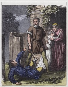 Wat Tyler and the Tax-Gatherer (färgad gravyr) av English School