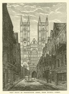 Västra fronten av Westminster Abbey, från Tothill Street (gravyr) av English School