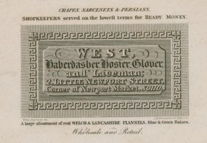 West, sybehör, strumpor, handskare och spetsar av English School
