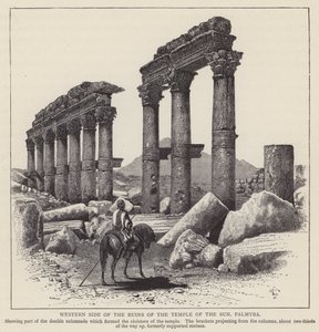 Västra sidan av ruinerna av Soltemplet, Palmyra (gravyr) av English School